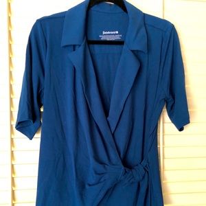 Betabrand Notched Collar Tee in Poseidon L